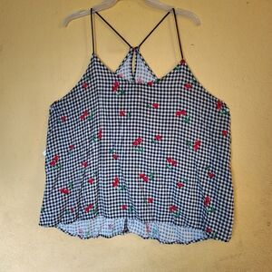 Blue and White Crop Camisole with Relaxed Fit